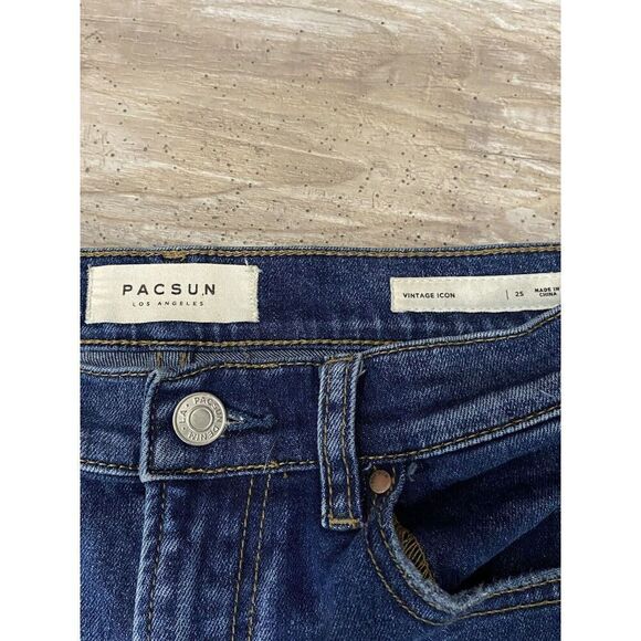 PACSUN Vintage Icon Jeans Skinny Fit Cropped Raw Hem Women’s Size 25 - Picture 4 of 9